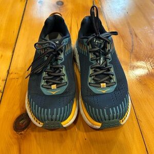 Hoka One One Men's Navy Teal Yellow Running Sneakers